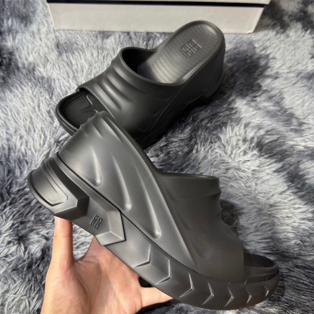 Givenchy Charcoal Sculpted Slide Sandals